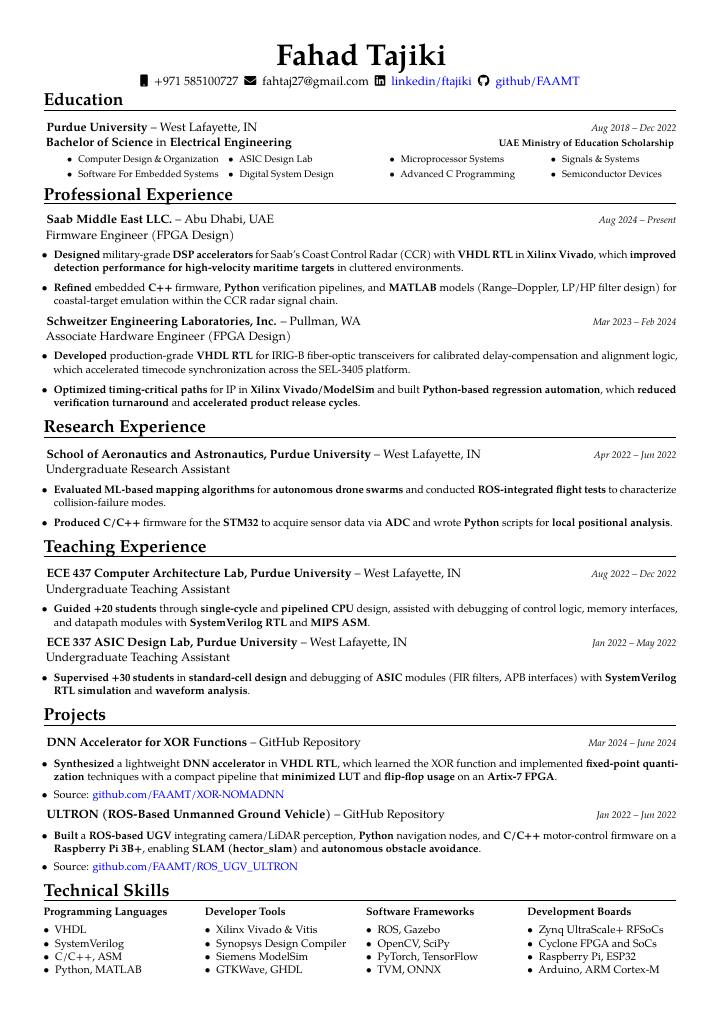 Resume, first page