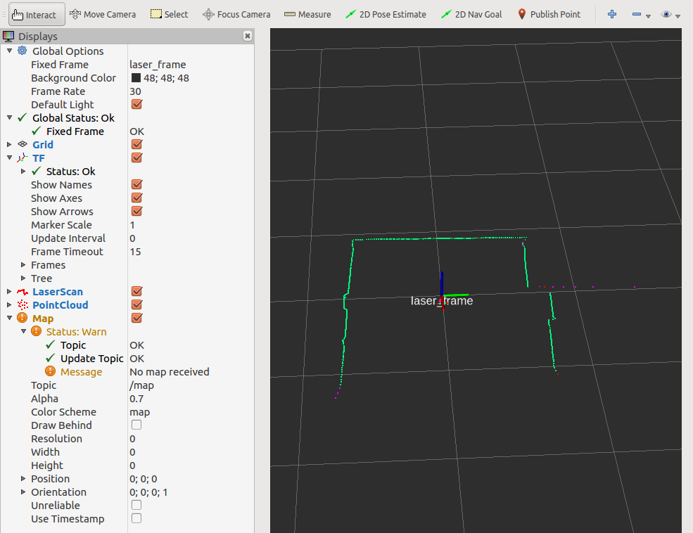 rviz laser data visualization